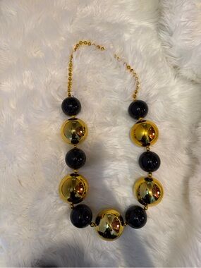 Mardi Gras Gold and Black Statement Beaded Necklace